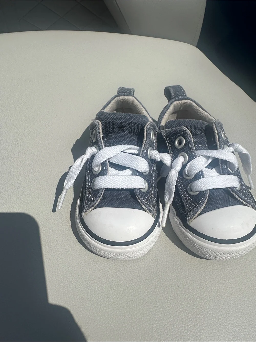 Converse Navy Canvas Kids Lace-Up Sneakers with White Accents